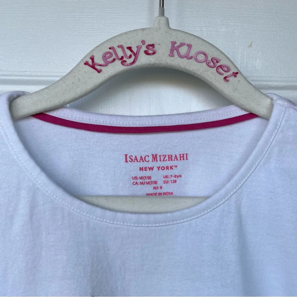 Isaac Mizrahi Tunic Length White Fairy Ruffled Hem Top. Size M 10/12